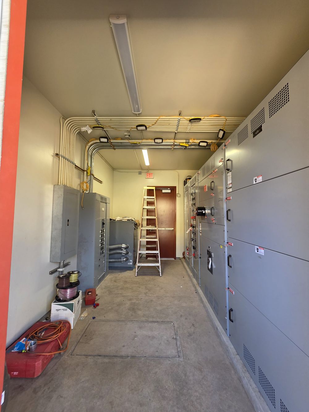 Switchgear and panels in an electrical room